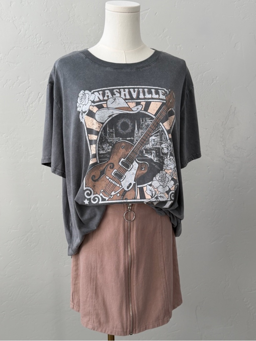 Maurices Nashville Graphic Tee 1X Vintage Wash Western Country Oversized - Picture 2 of 11